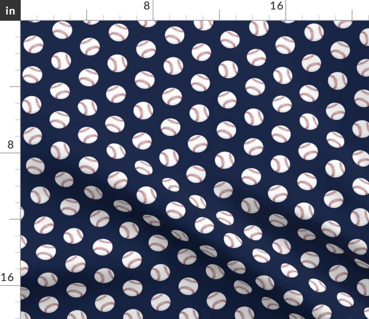 Baseballs Dark Blue Navy Trendy Baseball Sports Spring Custom Printed Fabric by Spoonflower Various Fabrics by the Yard or Fat Quarter